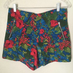 ZARA 🌹Red, Blue, Green Floral High Waisted Shorts